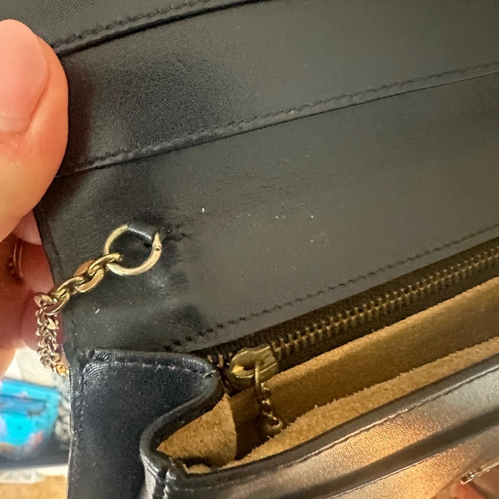 Vintage blue lizard or python Leather Clutch - image 4